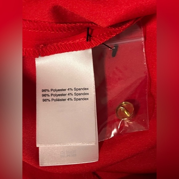 NWT Halston Red Long-Sleeve Scuba Crepe Belted Shirt Dress Sz 12 - Picture 3 of 9